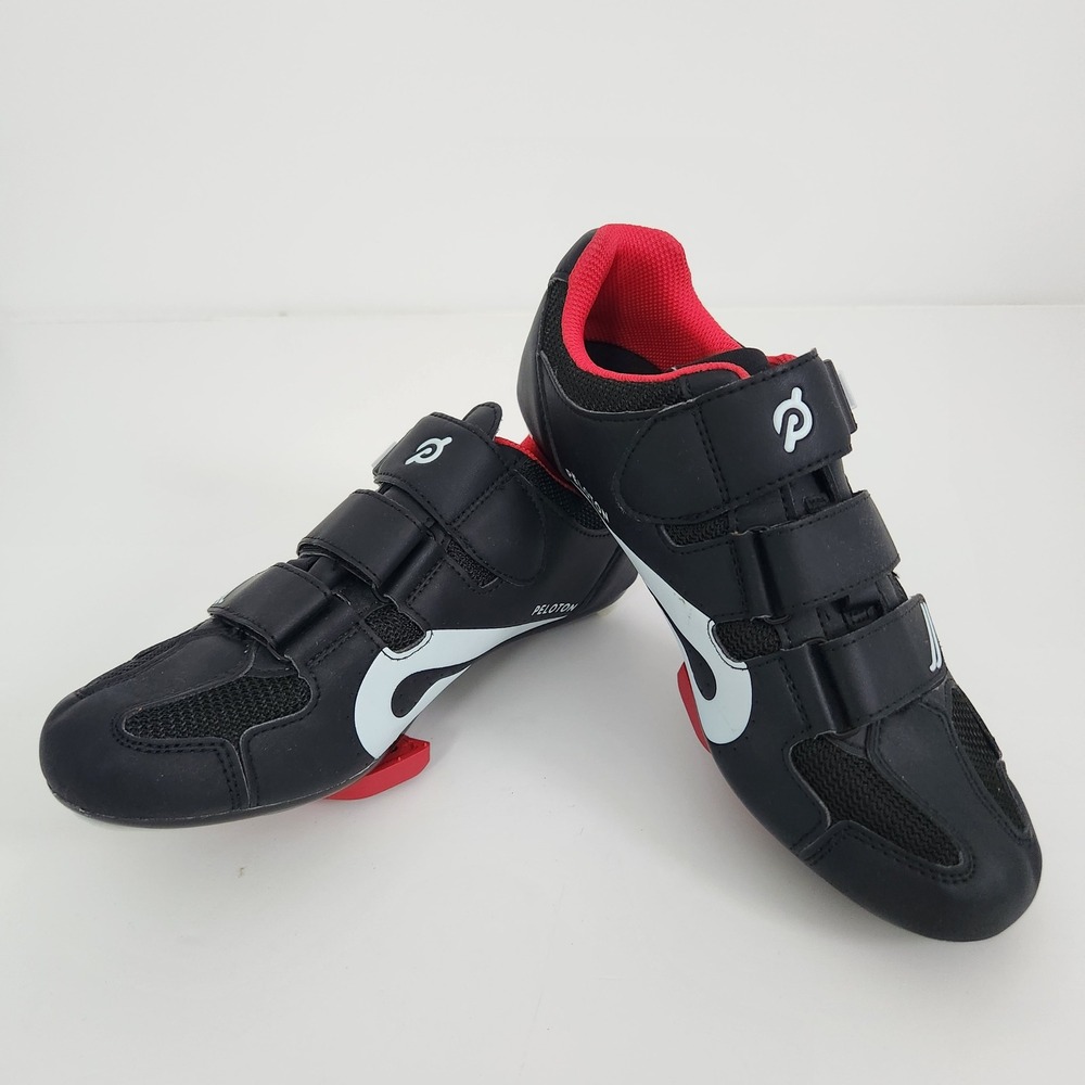 Peloton Cycling Shoes Black White Red EU 39 US Women 8 Men 7 with Cleats